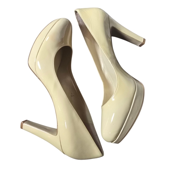 Nine West Size 11M Cream High Heels Platform Leather Pumps AS IS NO BOX - Picture 1 of 9